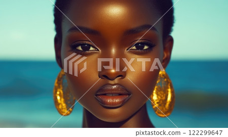 Fashionable African Woman in Black Theme Fashionable African Woman in Black Theme 122299647