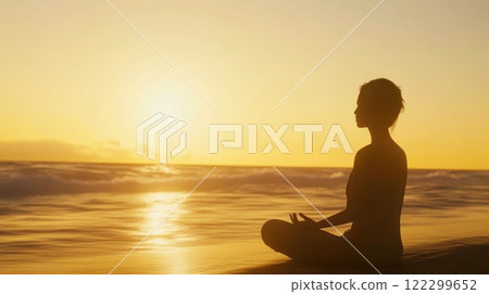 Tranquil Meditation by the Ocean 122299652