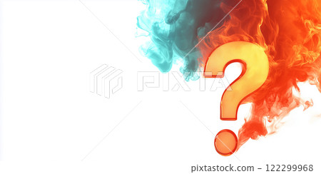 Question mark with colorful smoke on white...-插圖素材 [122299968] - PIXTA圖庫