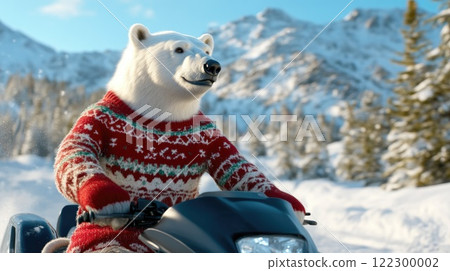 Winter Wonderland with Polar Bear in Holiday Sweater 122300002