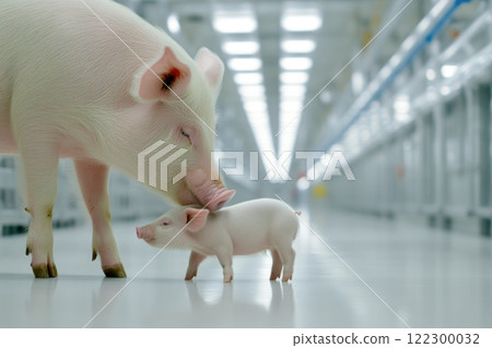 Healthy Piglet Nursing in a Hygienic Factory Farm Setting Healthy Piglet Nursing in a Hygienic Factory Farm Setting 122300032