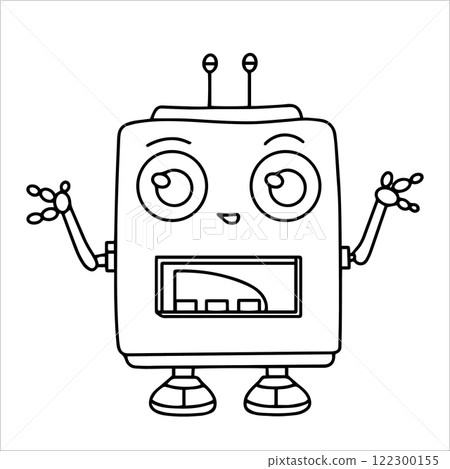 coloring book for children, cute robot. vector illustration in doodle style 122300155