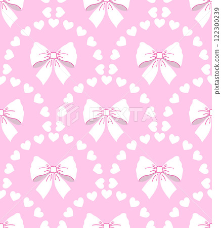 Seamless pattern with white bows with hearts Seamless pattern with white bows with hearts 122300239