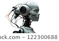 A woman's robot head on a white background 122300688