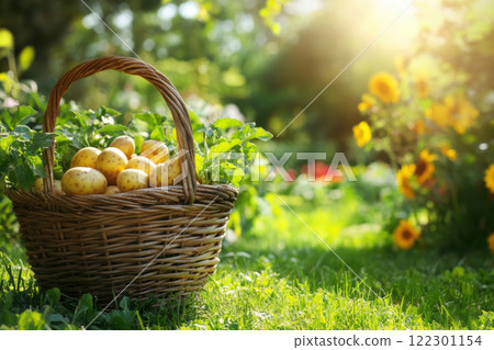 basket with potatoes basket with potatoes 122301154