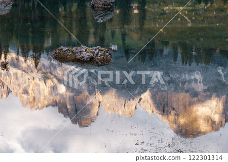 small alpine lake in the Dolomites small alpine lake in the Dolomites 122301314