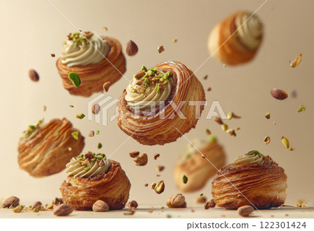cinnamon roll with pistachio cream 122301424