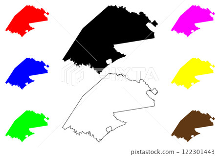 Refugio County, Texas (Counties in Texas, United States of America,USA, U.S., US) map vector illustration, scribble sketch Refugio map 122301443