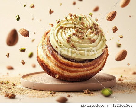 cinnamon rolls with pistachio cream 122301563