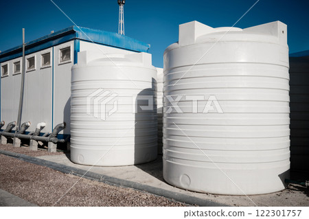 Water storage tanks and prefabricated industrial toilet cabins 122301757