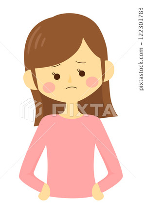A simple and cute illustration of a woman in trouble 122301783