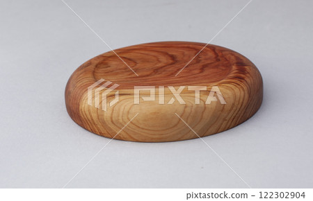 Wooden kitchen utensils stacked view close up isolated 122302904