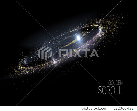 A separate design element, a sparkling golden swirl of fine tinsel A separate design element, a sparkling golden swirl of fine tinsel 122303452