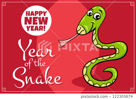 Chinese New Year design with funny cartoon Snake character Chinese New Year design with funny cartoon Snake character 122303674