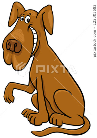 funny cartoon dog animal character giving a paw 122303682