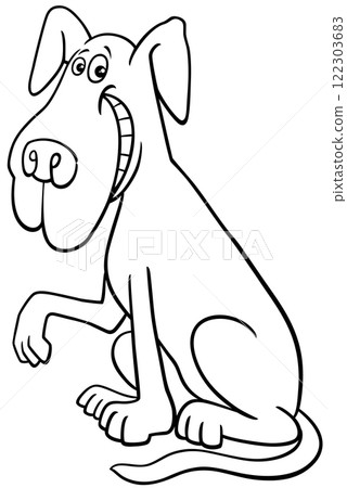 cartoon dog animal character giving a paw coloring page 122303683