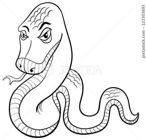 cartoon snake reptile wild animal character coloring page 122303693
