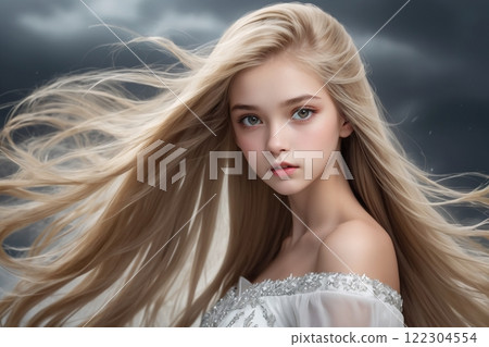 Beautiful blonde girl 122304554