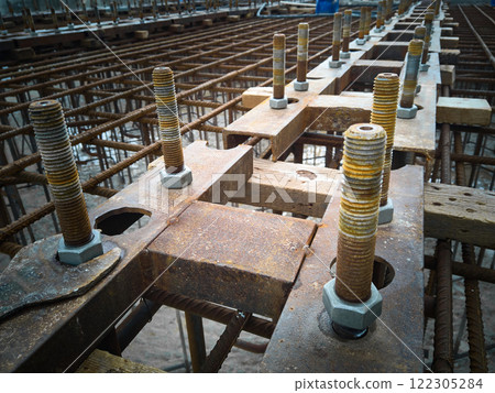 Rows of anchor bolts 122305284