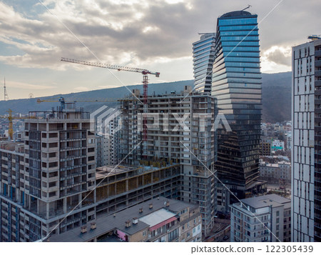 Drone panorama of Tbilisi with Axis towers (147meters) 122305439