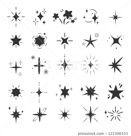 Set of sparkle, star, and decorative symbols Set of sparkle, star, and decorative symbols 122306333