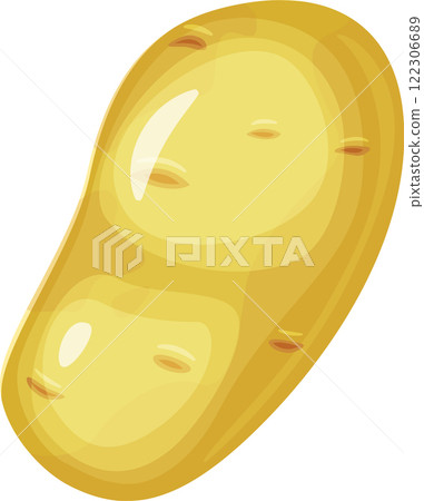 Cartoon illustration of a ripe potato with shiny peel reflecting light, isolated on white background, perfect for healthy eating and agriculture projects 122306689