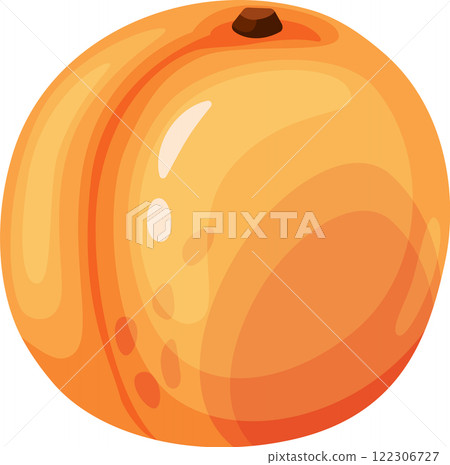 Fresh and juicy apricot fruit with stem, isolated on white background, showcasing vibrant color and texture, ideal for healthy eating and summer vibes 122306727