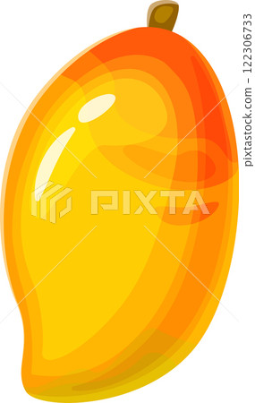 Bright and colorful illustration depicting a ripe mango with smooth gradients of orange and yellow, showcasing the tropical fruit s juicy and appetizing appearance 122306733