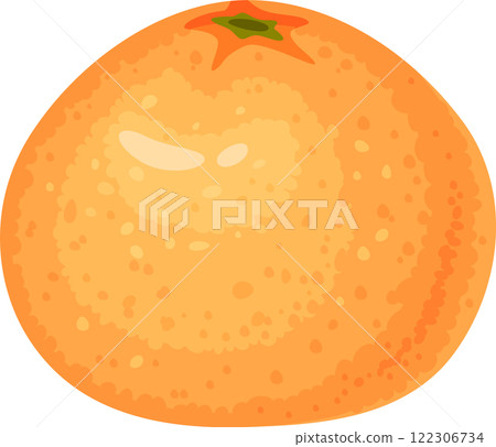 Ripe mandarin orange featuring textured skin and a small green leaf, isolated against a white background, embodying freshness and promoting healthy eating habits 122306734