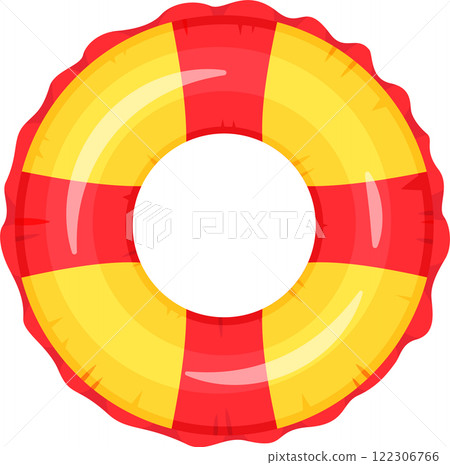 Vibrant red and yellow inflatable swim ring designed for water safety and fun. Ideal for pool activities, offering buoyancy and visibility. Perfect for children and adults alike 122306766