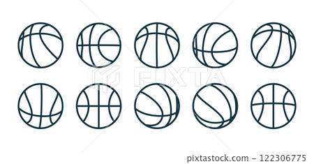 Outline basketball ball icons. Set of basketball balls symbols. 122306775