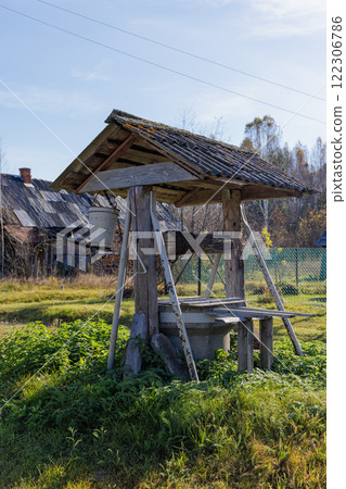 Morning View of an Old Village Well 122306786
