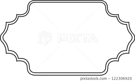 Simple, elegant black wavy frame with rounded corners creating a large white empty space for text or images, suitable for various design and decorative purposes 122306920