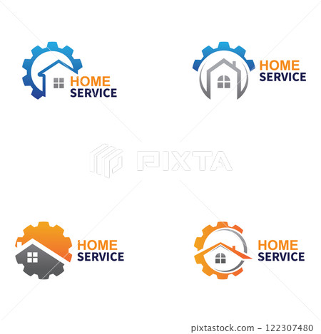 home service logo design vector illustration home gear logo template home service logo design vector illustration home gear logo template 122307480