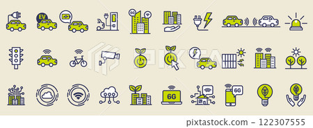 Smart city icon set 122307555