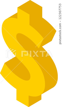 Large, gold, three dimensional dollar sign representing the currency of the United States, creating a strong visual representation of finance and wealth Large, gold, three dimensional dollar sign representing the currency of the United States, creating a strong visual representation of finance and wealth 122307753