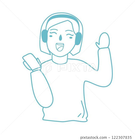 girl in wireless headphones illustration 122307835