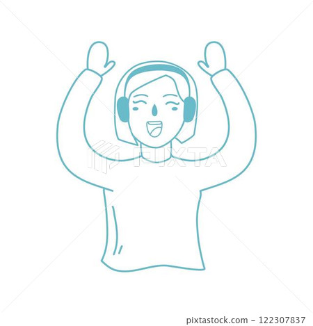 headphones listening to music illustration 122307837