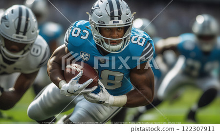 american football player with ball in action 122307911