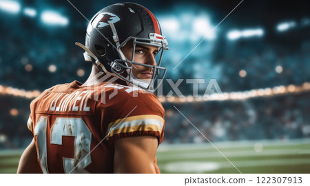 composite image of american football player running with ball 122307913