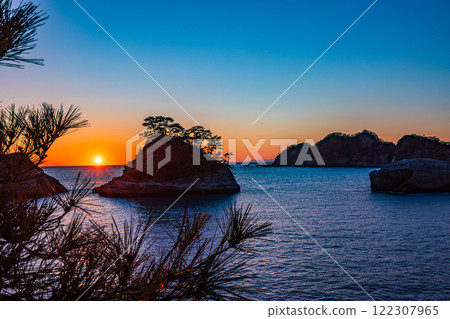 (靜岡縣)西伊豆堂島的夜景日落/日落 (靜岡縣)西伊豆堂島的夜景日落/日落 122307965
