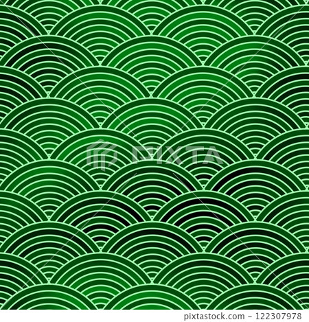 Seamless background with an abstract green wave and a pattern of lines. 122307978