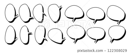Set of oval speech bubbles with border and shadow 122308029