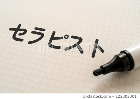 A notebook and marker with the word Therapist written on it A notebook and marker with the word Therapist written on it 122308301