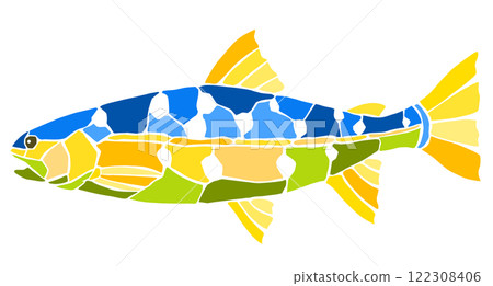 可愛的彩色玻璃繪畫風格剪紙插圖 122308406