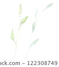 Green leaves branch watercolor hand drawn illustration isolated on white background. Botanical painted leaf clipart. Perfect for wedding invitations, greeting cards, packaging, wrapping 122308749