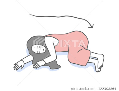 一個沮喪的女人躺著的插畫素材 122308864