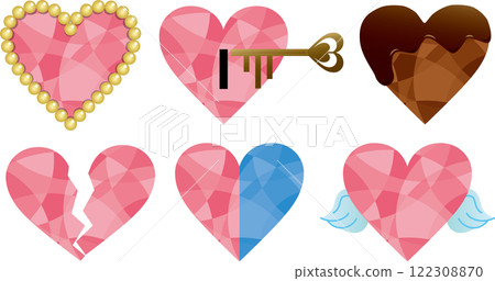 Set of geometric hearts 122308870