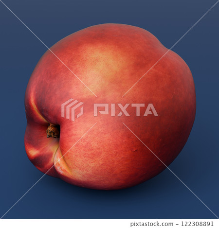 Fresh Yellow Nectarine on Blue Background Organic Fruit 3D illustration 122308891