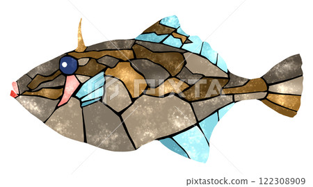 可愛的瓷磚風格剪紙插圖,描繪了一條鹹水魚——海塘。 可愛的瓷磚風格剪紙插圖,描繪了一條鹹水魚——海塘。 122308909